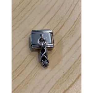 .925 Ballet Slipper Sterling Silver dangling from Italian Charm #ballet